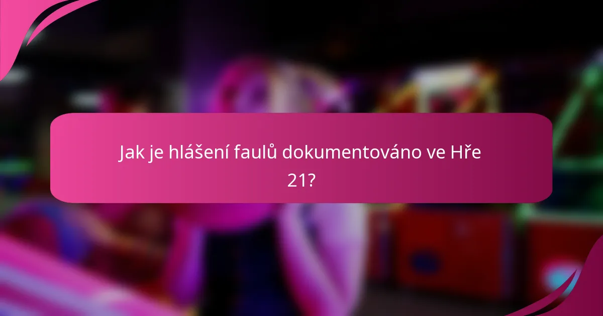 Jak je hlášení faulů dokumentováno ve Hře 21?