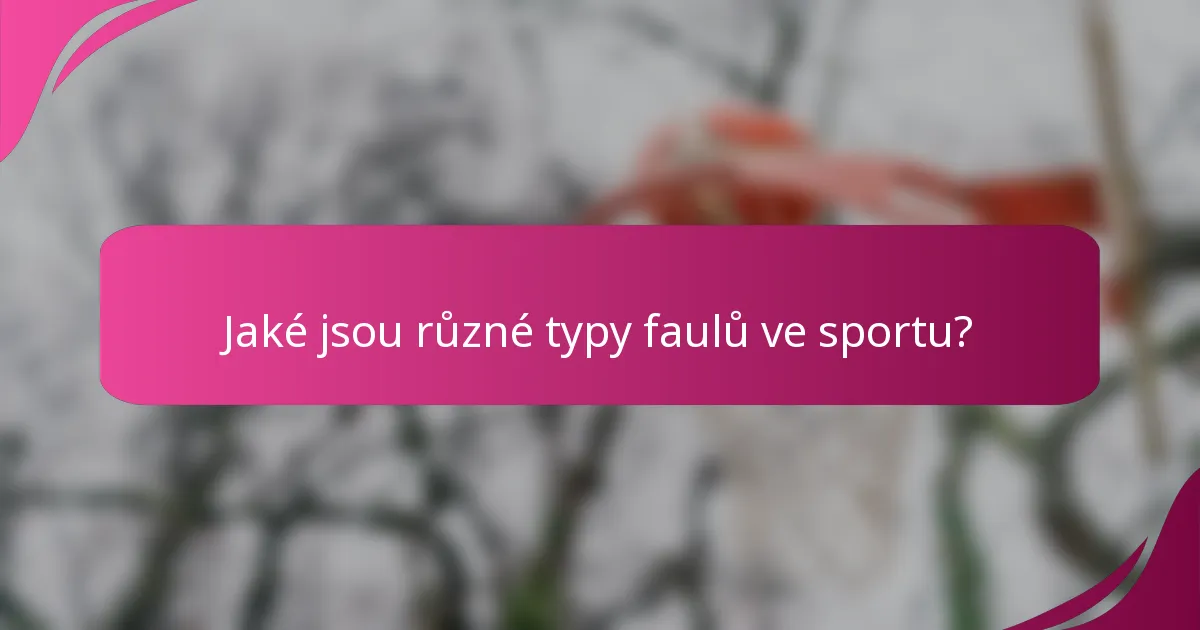 Jaké jsou různé typy faulů ve sportu?